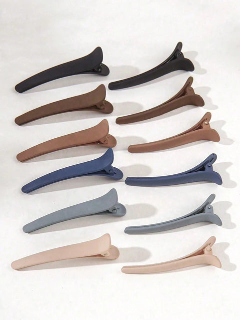 4/12Pcs Side Hair Clips, Salon Clips For Hair Cutting, Washing, Makeup And Styling, Ladies Matte Hair Clips,Back To School