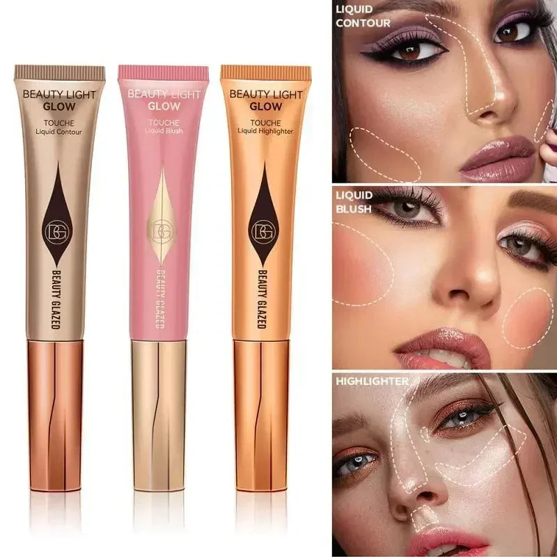 BEAUTY GLAZED 7 Colors Liquid Blush Stick Highlighter Multi Functional Make Up Pen Lip Cheek Waterproof Lasting Cosmetic