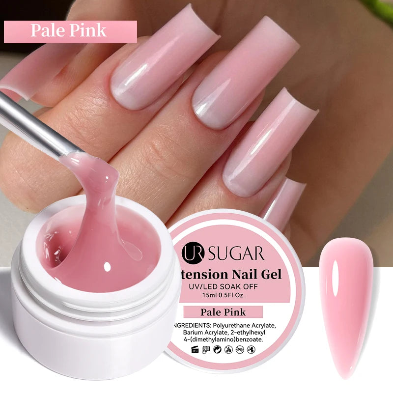 UR SUGAR Milky White Clear Pink Color 15ml Jelly Extension Nail Gel Polish Soak Off UV LED Gel Varnish Manicure Tips Tools