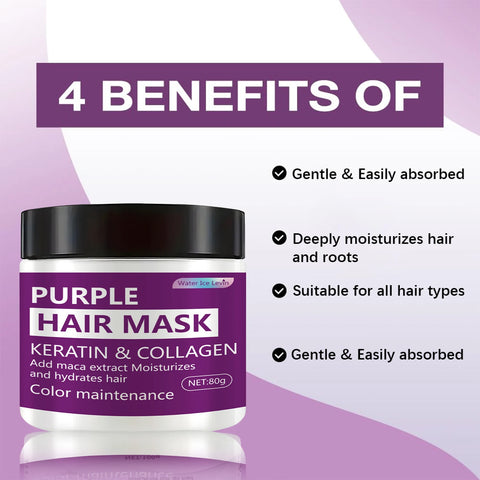 80g Color Locking Moisturizing Hair Mask - Deep Moisturizing, Helps Reinforced Frizz and Split Ends - Remove Yellow Blended Brass Color, Helps Hair and Maintains Natural Texture and Glossy