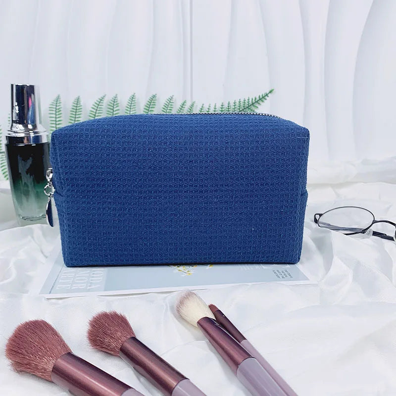 New Waffle Cosmetic Bag, Personalized Monogrammed Toiletry Bag, Embroidered Make Up Bag,Bridesmaid Makeup Bag, Wedding Gifts