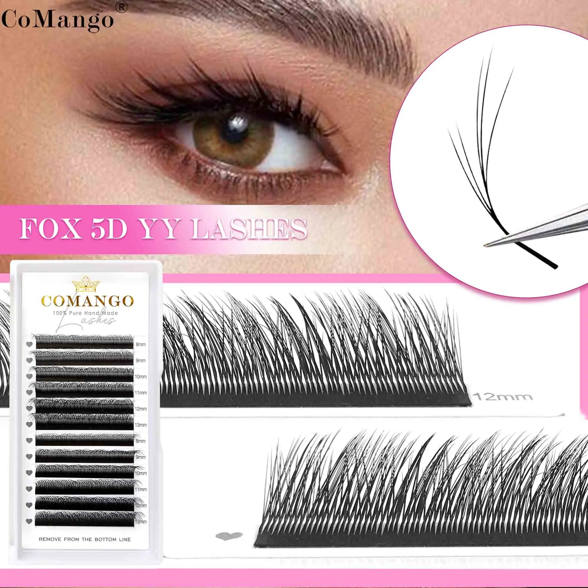 CoMango Fox 5D Shaped Eyelashes Mix8-13 Technological Fibers False Eyelashes Extension Promade Volume Fans Lash Cosmetics