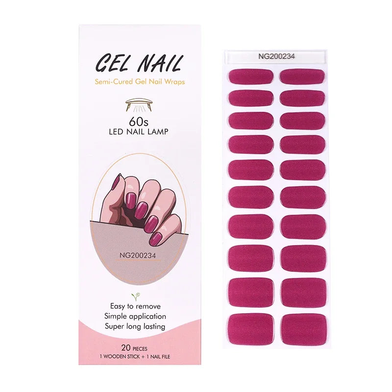 Leopard Semi-Cured Gel Nail Strips Simple Transparent Color Adhesive Long Lasting Gel Nail Stickers Harden In UV Lamp Need
