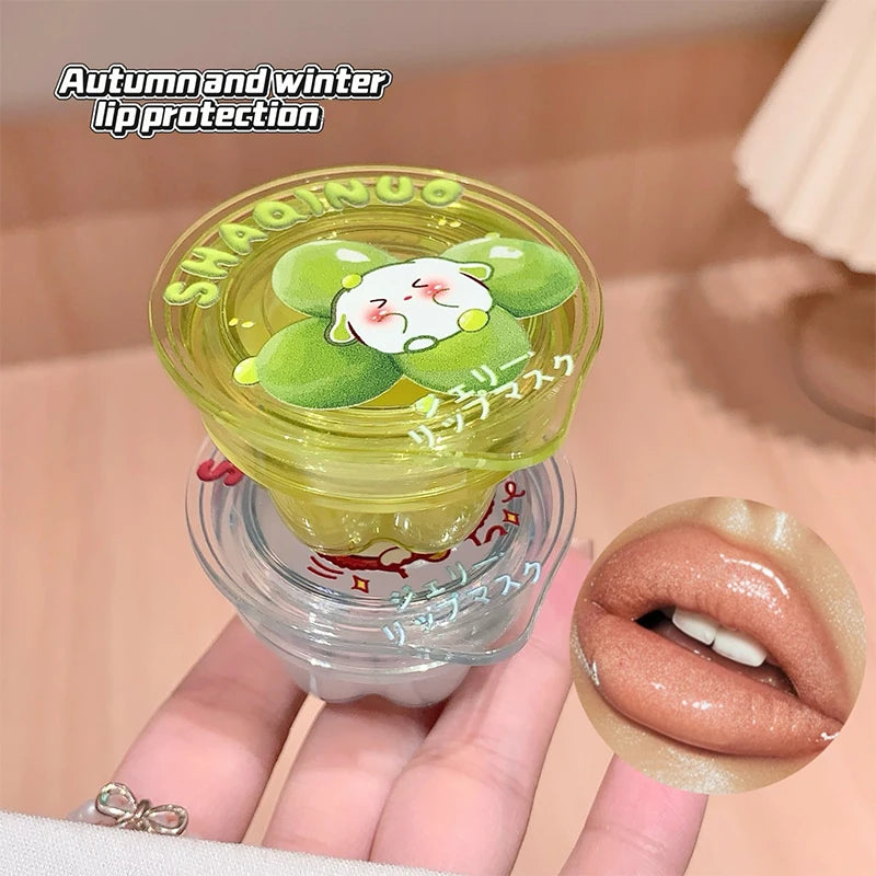Shaqinuo Jelly Lip Mask Moisturizing and Hydrating Sleep Fruit Lip Balm for Students, Reduces Lip Lines, Prevents Dryness and Cracking, Christmas Gift, Essential for Autumn and Winter