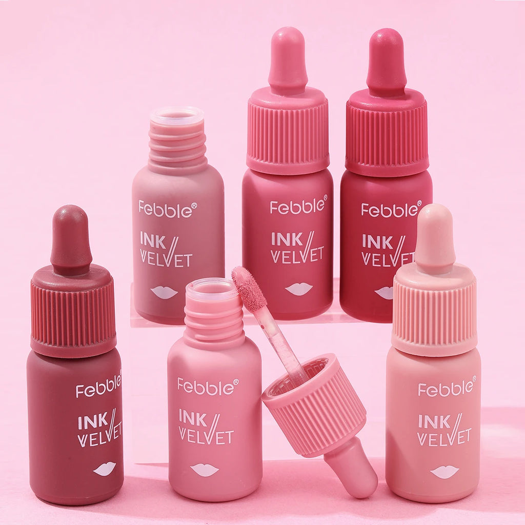 Febble 12 Color Ink Lip Gloss Matte Nude Velvet Liquid Lipstick Multifunctional Long-lasting Lip Cosmetics for Women & Girls
