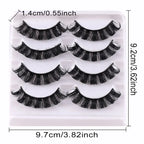 4 pairs of Russian striped eyelashes, fluffy artificial handmade eyelashes, 3D Russian roll style false eyelashes