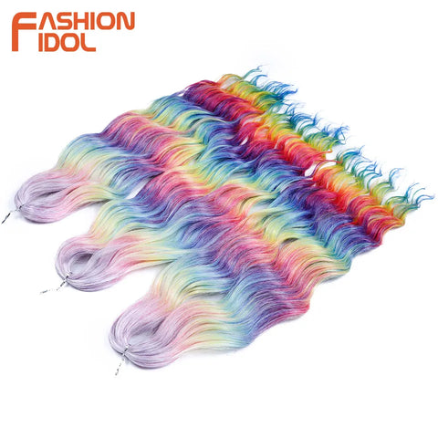 Anna Hair Synthetic Loose Deep Wave Braiding Hair Extensions 24 Inch Water Wave Braid Hair Ombre Blonde Twist Crochet Curly Hair