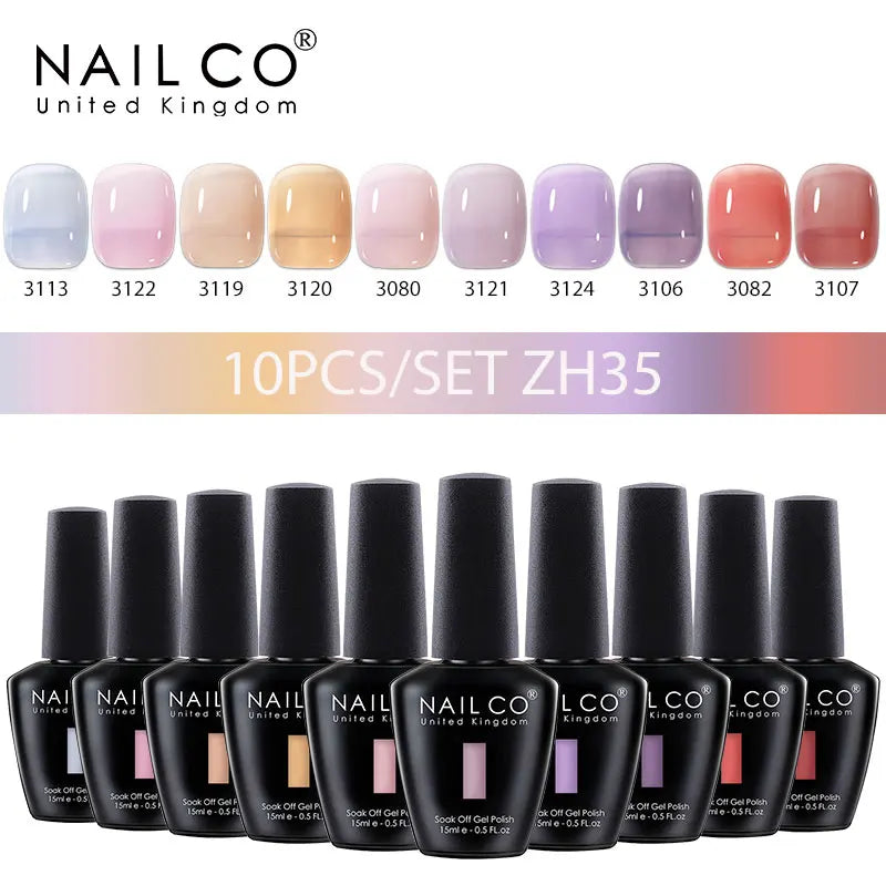 NAILCO 15ml 10pcs/Set Nude Colors Gel Nail Polish UV Gel Nail Polish Pink Nail Lakiery Esmalte Top Base Nail Art Design Vernis