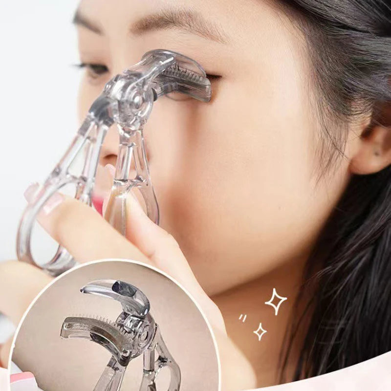 Portable One-Clip Eyelash Curler Wide-Angle Partial Eyelash Curler with Comb Teeth & Rubber Quick Natural Curling Long Lasting