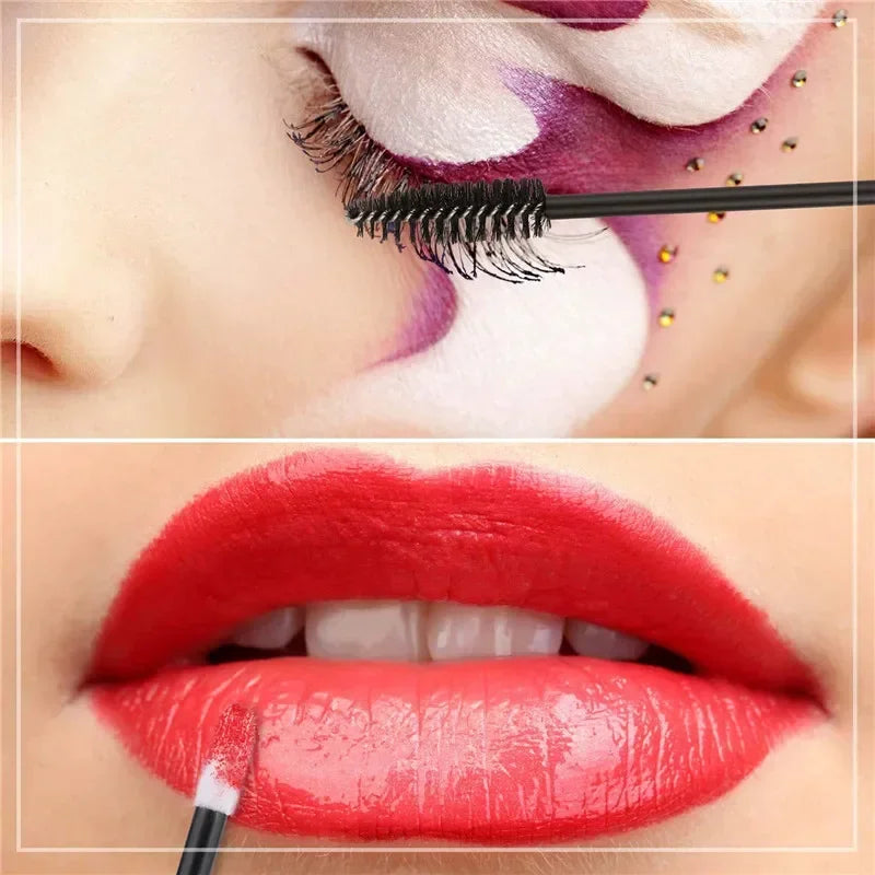 100pcs Disposable Makeup Brush Kit Crystal Mascara Wand Spoolies Lipstick Lip Gloss Applicator for Eyebrow Eyelash Extension