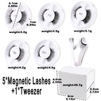 5pairs Magnetic Eyelashes Handmade 3D Natural Magnetic False Eyelashes Reusable Magnetic Eyelashes Tweezers Set Lashes Extension