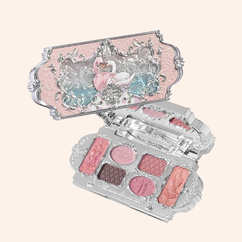 Flower Knows Swan Ballet 6 Color Eyeshadow Palette Matte Shimmer Pearl Glitter Waterproof Highly Pigmented Long Lasting Makeup