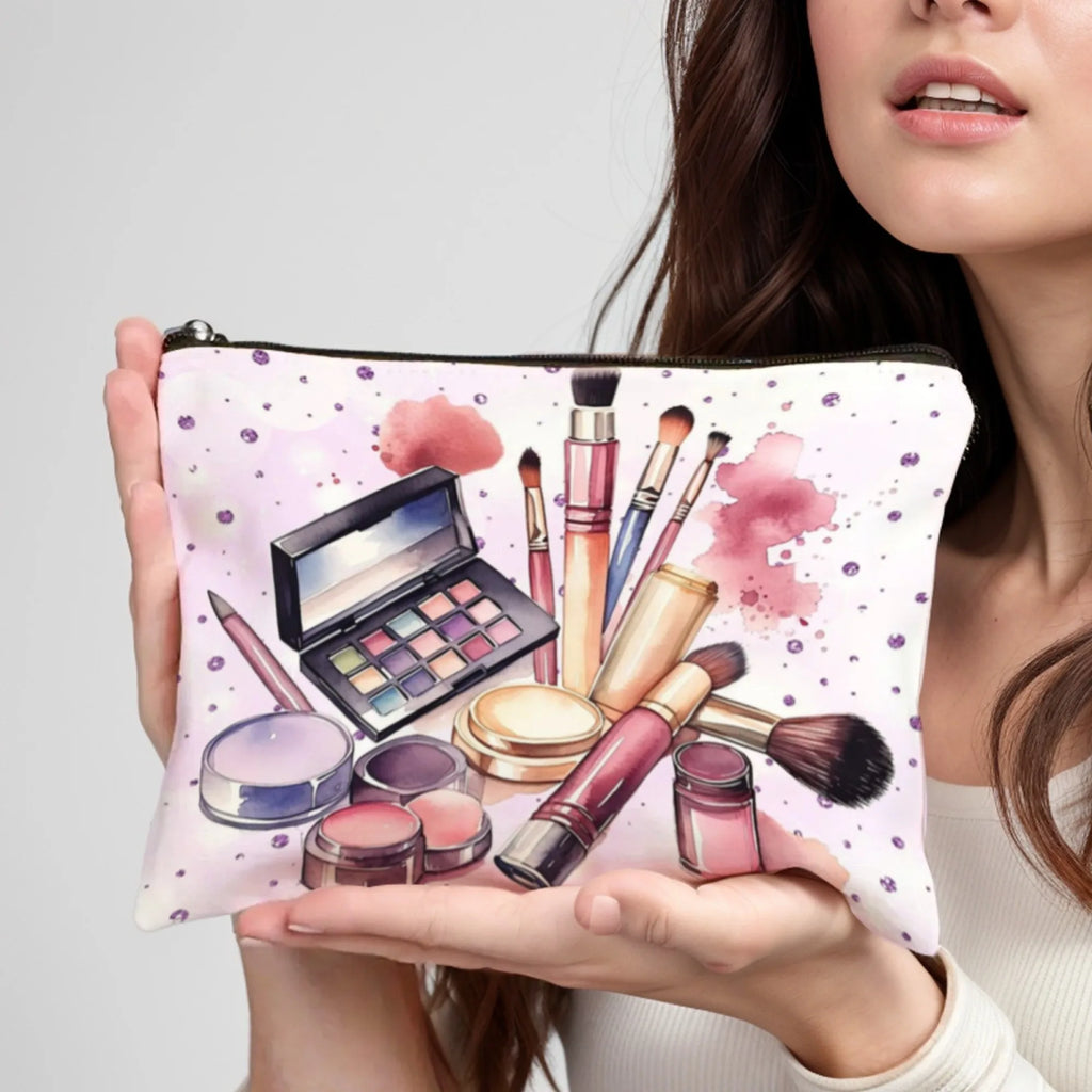 Exquisite Beauty Makeup Bag Portable Zipper Travel Makeup Organizer Storage Bag Pen Brush Lipstick Bag Girl's Birthday Surprise