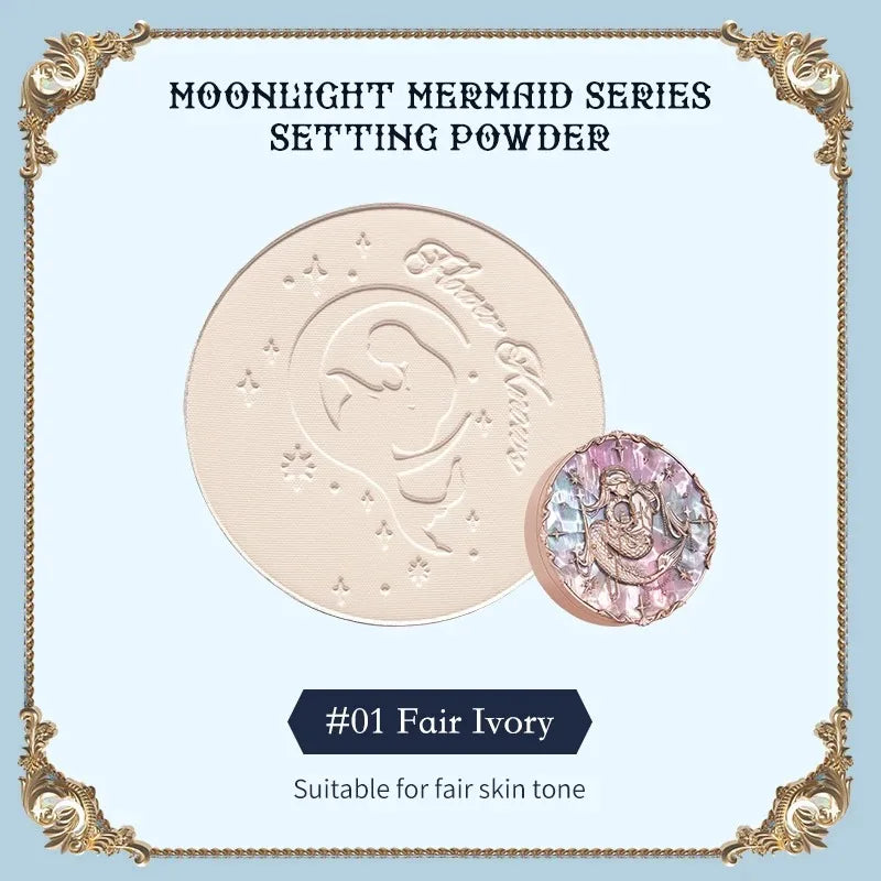 Makeup Professionnelle Flower Knows Moonlight Mermaid Matte Soft Compact Powder Oil Control Waterproof Face Powder