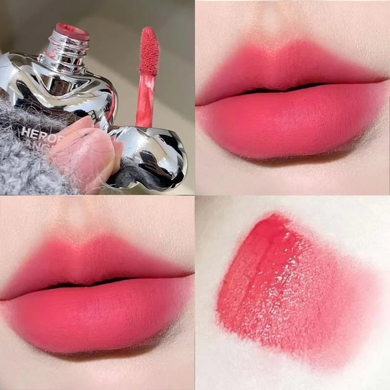 Peach Heart Silky Matte Lipstick Velvet Matte Blush Lip Gloss Face Liquid Pink Lip Tint Cream Pigment Long Lasting Lips Makeup