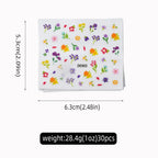 30Pcs/set Colorful Butterfly/Flowers Nail Stickers Kawaii Cute Mini Rose/Lavender/Sunflower Nail Decal DIY Adhesive Nail Floret