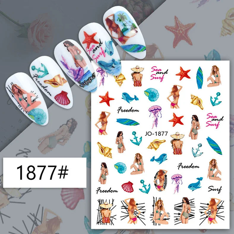 Nail Art Sticker Angel Flower Pattern Stickers Cupid Self-Adhesive Nail Decals Stickers Decoration Press on Nails Accessories