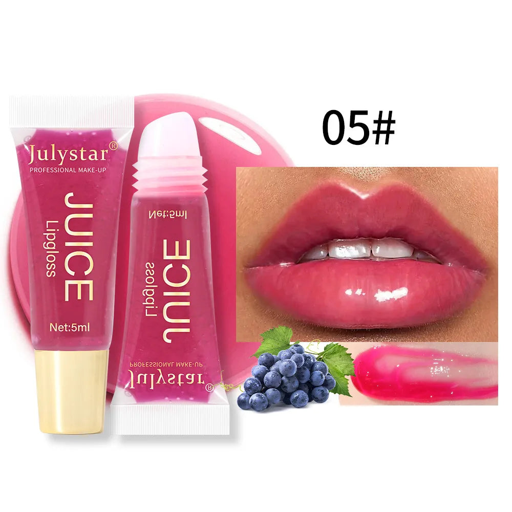 Julystar 6color Long lasting Moisturizing Mirror Lip Oil, Fruit Flavor, Pudding Lip Moisturizing, Water Radiant Lip Honey
