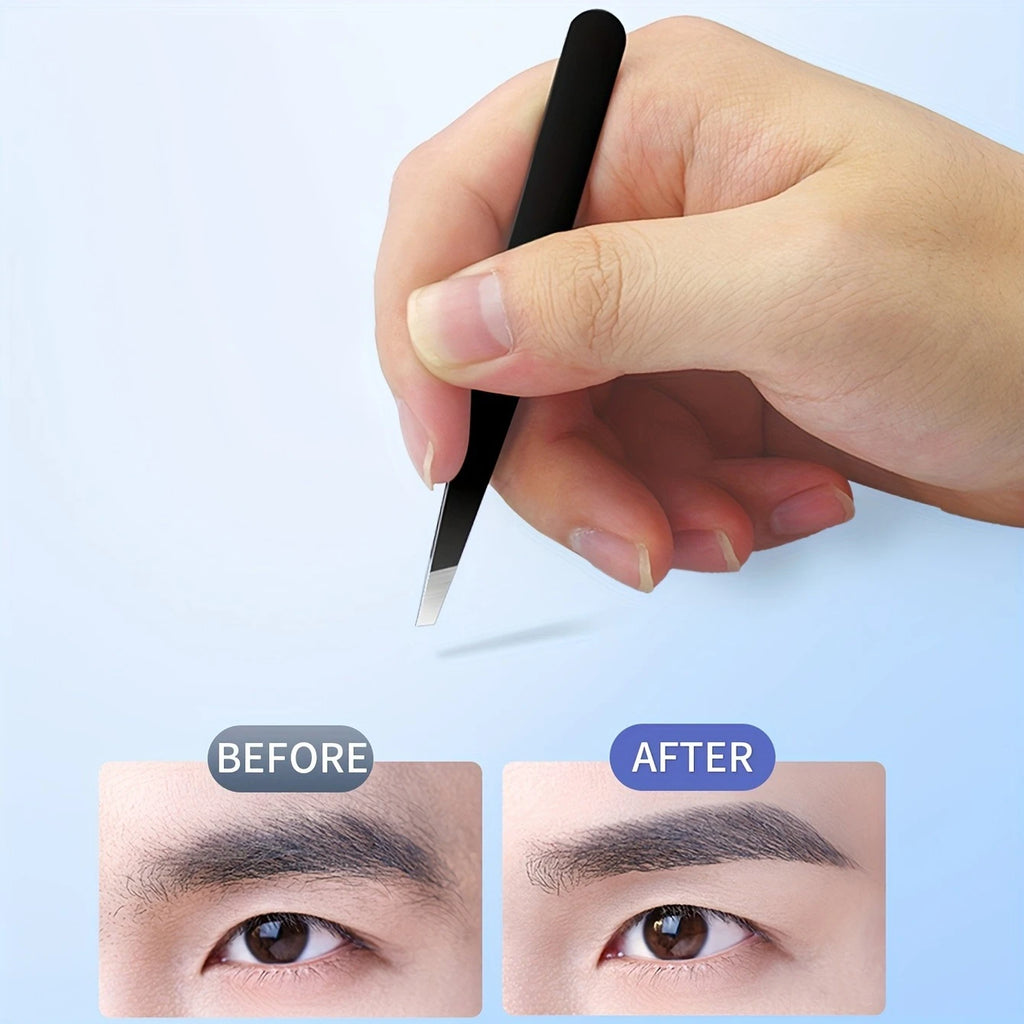 Precision Stainless Steel Eyebrow Tweezers Unscented Hair Removal & Grooming Tool, Durable Facial Care Accessory