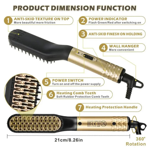 Fashion Hairstyle Comb Beard Brush Straightening Comb Multifunctional Hair Curler Quickly Heat Styling Artifact