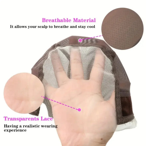 Women Lace Wig Adjustable Grip Cap Wig Caps for Non Slip with Ear-Cutouts Adjustable Velcro Headband,Gift of bandage and brushe