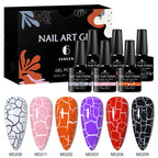 6pc Crackle Gel Nail Polish Set Quick Dry Nail Supplies Varnishes Hybrid Semi Permanent Soak Off Manicure for Nails Design