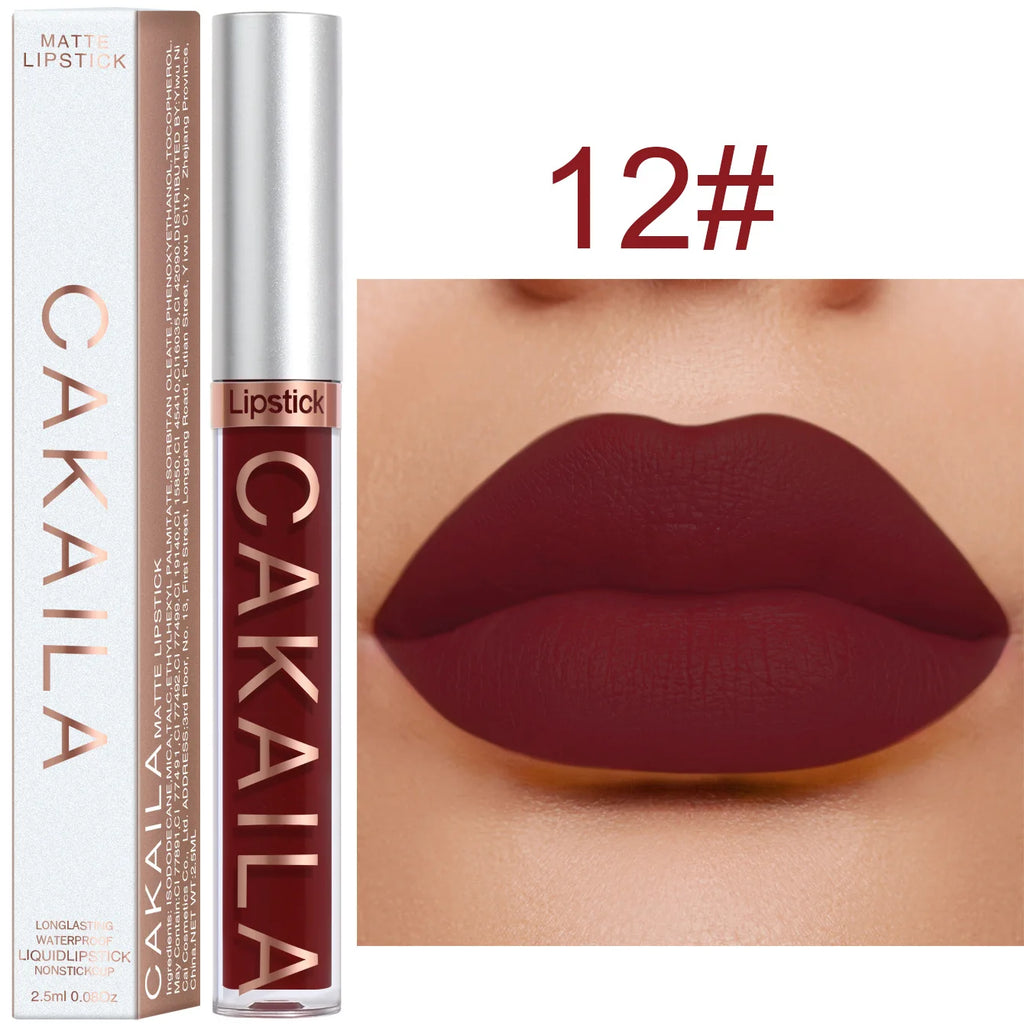 CAKAILA Waterproof Liquid Lipstick Set - Nude, Matte Red | 24-Hour Long-Lasting Lip Gloss | Suitable For All Skin Types