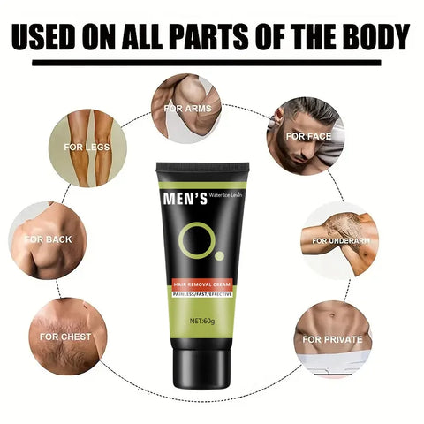 Hair Removal Cream - Mild and Effective, Suitable for Chest, Arms, Beard and Armpits, No Beverage Required, 60g