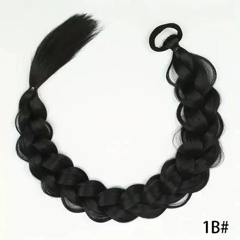 24 Inch Synthetic Long Braided Ponytail Hair Extensions for Women With Elastic Band  Hair Accessories