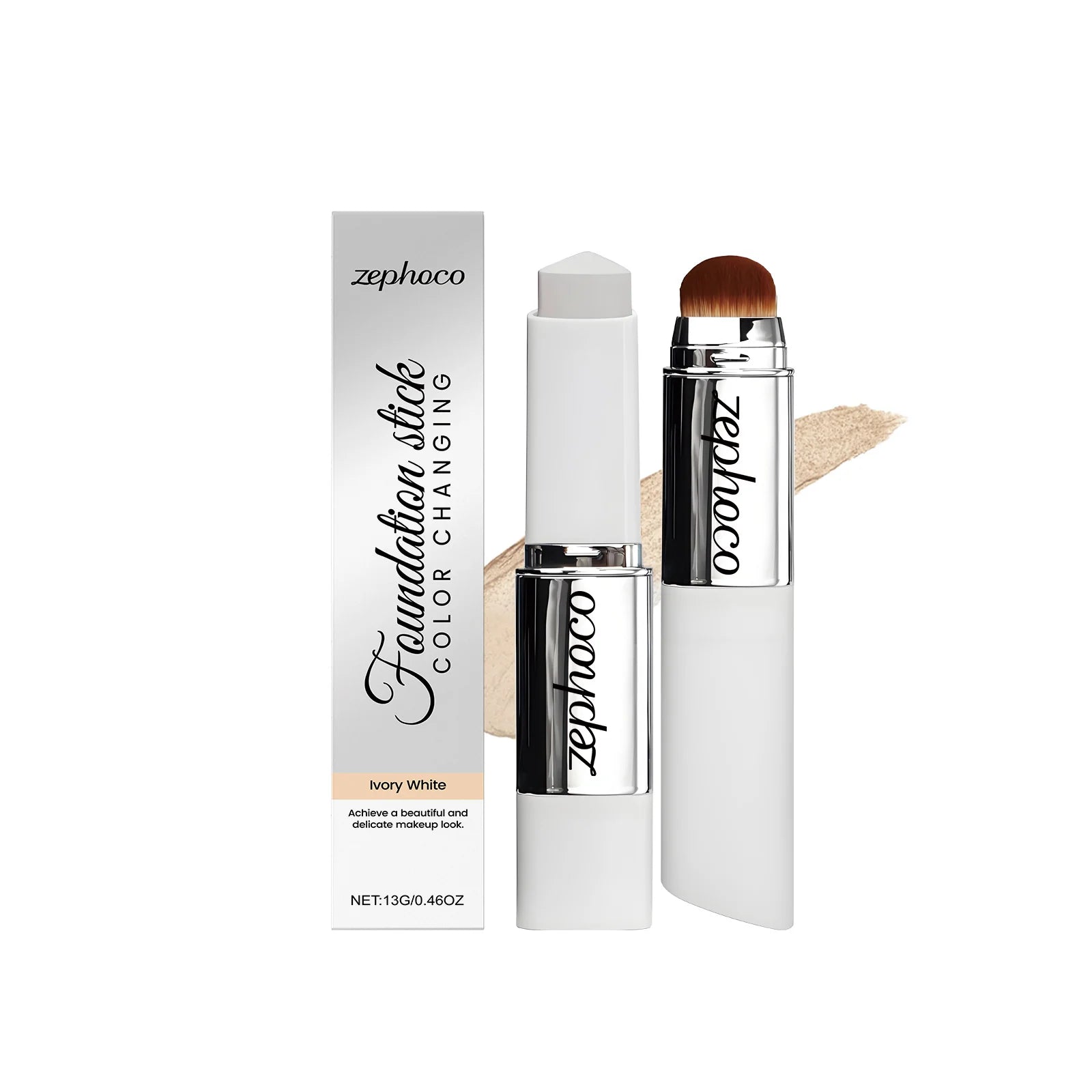 2-in-1 Color-Changing Foundation Stick Liquid Lightweight Moisturizing Brightening Foundation Color Changing for All Skin Types