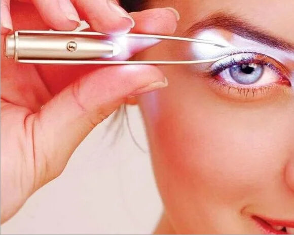 1pc Portable Stainless Steel Smart Design Eyebrow Hair Remove Tweezer With LED Light Makeup Tool