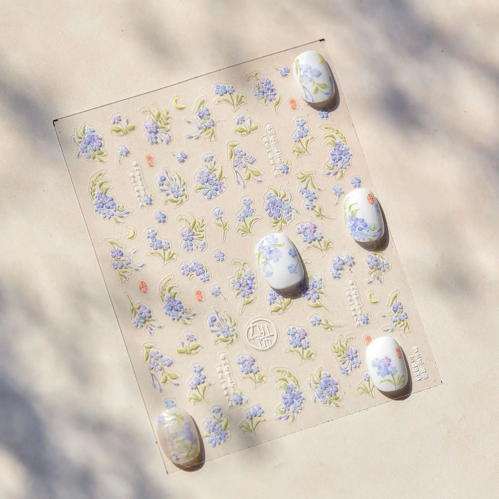 1pcs Dream Flower Window Shell Light Nail Art Stickers Japanese Flower Self Adhesive Stickers Press On Nails Decoration Decals