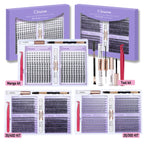 ISEEN DIY Eyelash Extension Kit Cluster Mix Eyelashes Full Set Lashes Kit with Lash Bond & Seal and Eyelash Tweezers and Brush