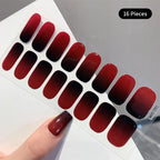 Pink Glitter Design Baking-free Nail Stickers French Style Solid Color Adhesive Full Cover Nail Strip Slider DIY Manicure Decals