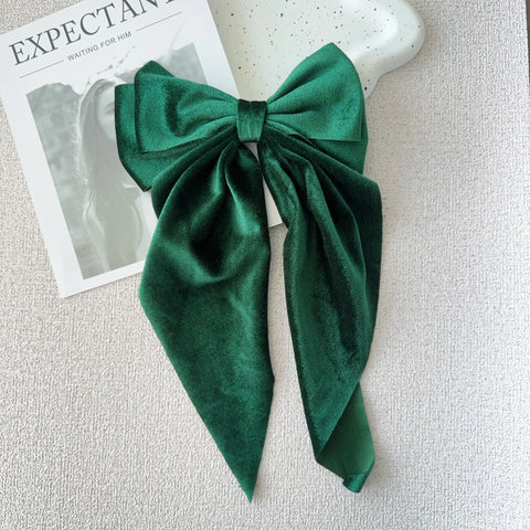 Christmas ins Velvet Bow Hair Clip temperament Women Fashion Solid Bowknot Satin Hairpin Girls Ponytail Clip Hair Accessories
