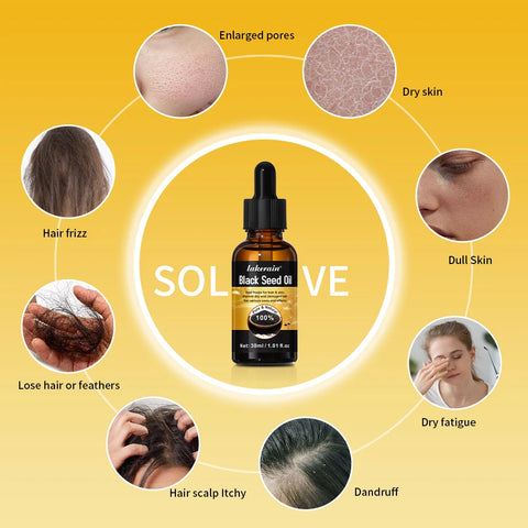 30ml Natural Black Seed Oil Serum Improve Dry&Frizzy Nourish And Repair Damaged Hair Essential Massage Oil Smooth Hair Skin Care