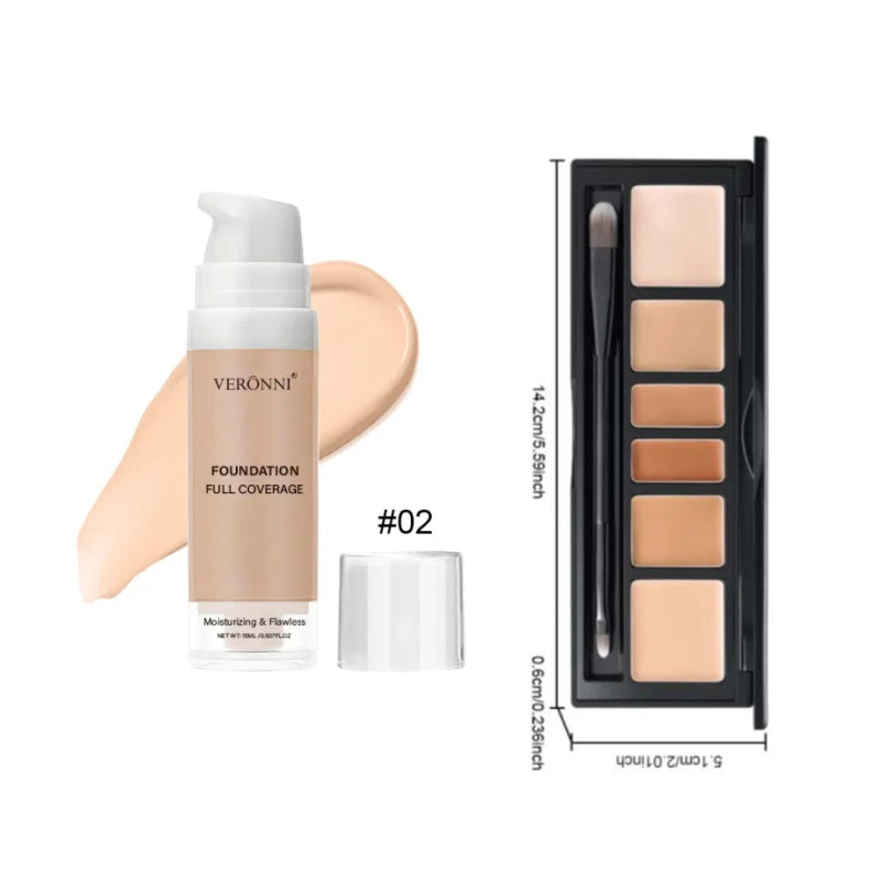 Beginner Makeup Set- Foundation, Concealer &Blush, Fresh Girly Glow,Quick Commuter Face Kit Smooth & Natural Finish, Lightweight