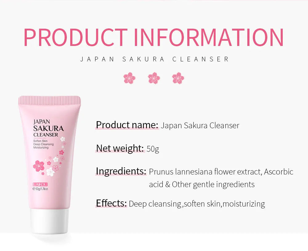 LAIKOU Facial Foaming Cleanser Deeply Cleansing Oil Control Moisturizing Blackhead Removal Skin Care Face Wash Foam Cleanser