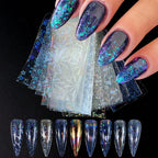 9PCS/Bag Nail Transfer Stickers Laser Patterns Holographic Design Gel Decal Foil Slider Art Decoration Manicure Accessories Tool