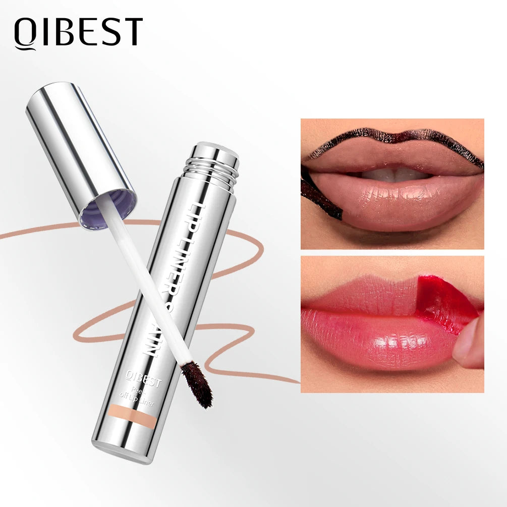 QIBEST Lipliner Peel Off Tattoo Lipgloss Waterproof Long Lasting Matte Lip Tint Brown Contour Tear-off Lip Stain Cosmetics