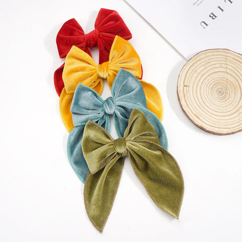 4/5Pcs Cotton Bow Hair Clips Baby Girls Women Large Sailor Head Bows Accessories Hair Grips for Kids Christmas Hair Bow