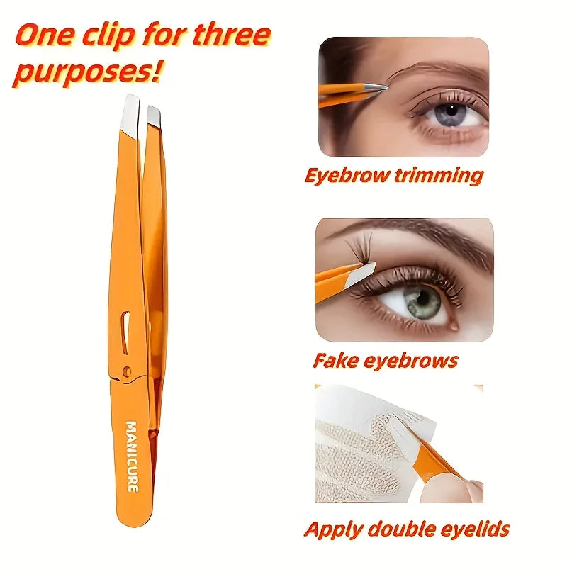 Professional Precision Tweezers for Hair Removal High-Precision Slant Tip with Ergonomic Handle  Eyebrow Tweezers Christmas Gift