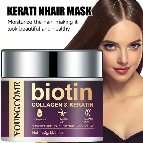 Biotin moisturizing hair mask containing collagen and natural keratin strongly restores frizzy hair and deeply nourishes hair