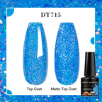MEET ACROSS 7ml Red Blue Green Metallic Gel Nail Polish Super Bright Mirror Effect Semi Permanent LED UV Gel Nail Art Varnish