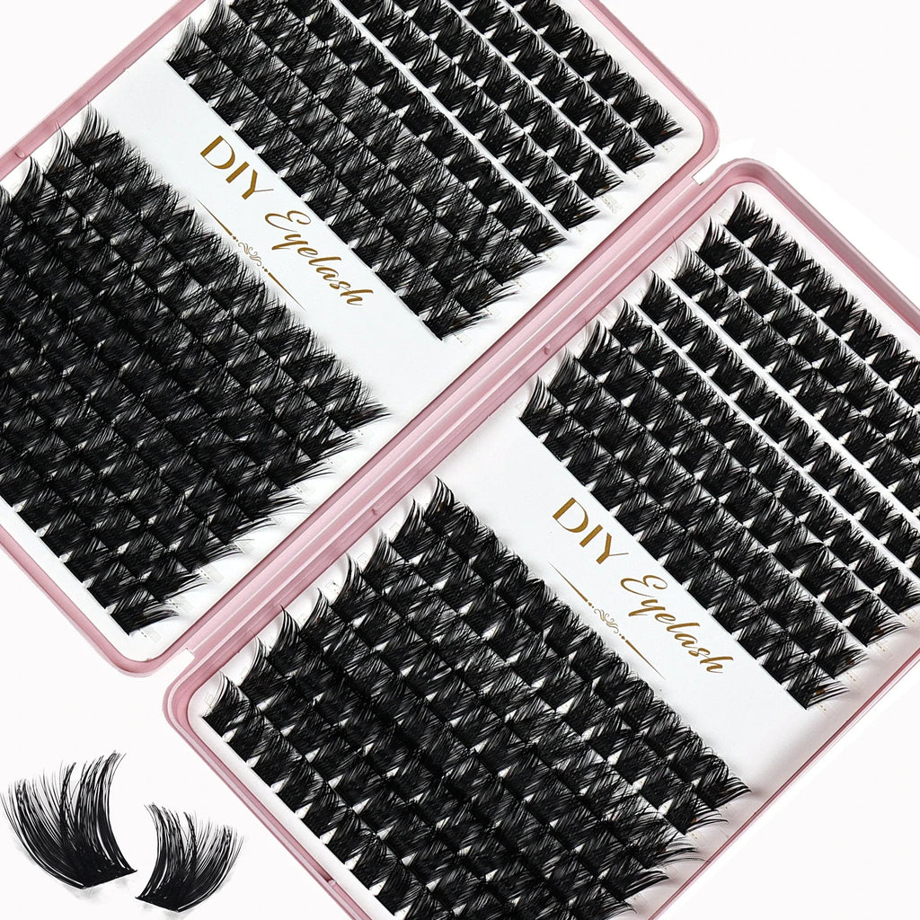 Individual Lashes 10-14mm 384pcs Cluster Lashes Natural Look Mixed Tray DIY Eyelash Extension Volume Clusters Eyelashes