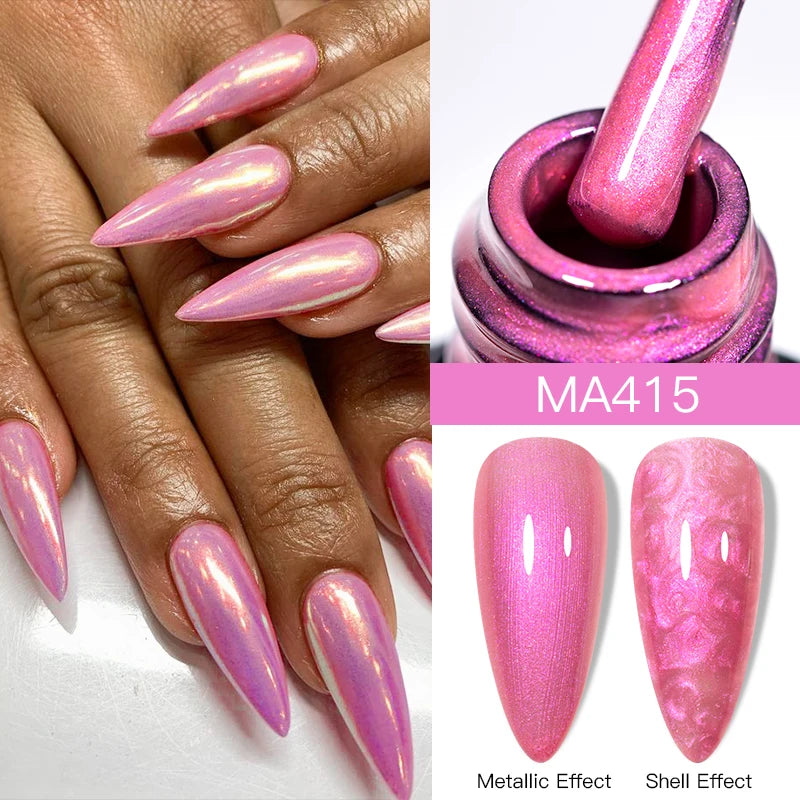 MEET ACROSS 7ml Shimmer Metallic Nail Gel Polish Glitter Mirror Effect Nail Supplies Vernis Gel for Nails UV/LED DIY Manicure