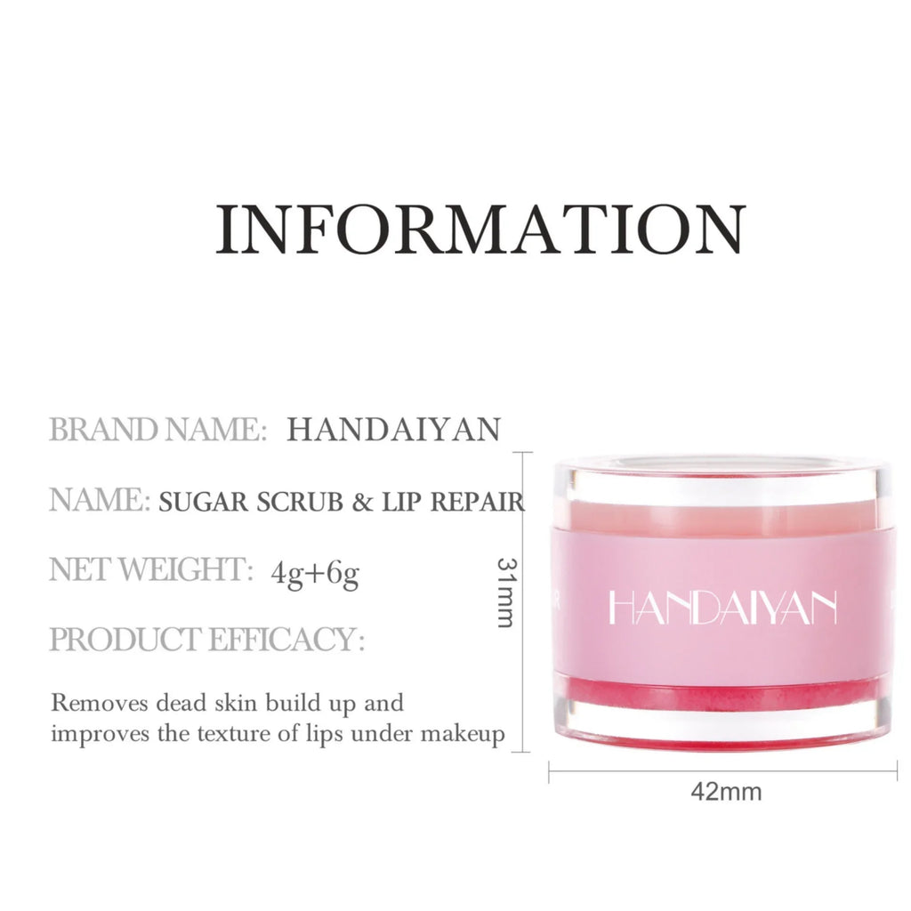 HANDAIYAN 2-in-1 Lip Exfoliator & Moisturizer Sugar Scrub Lip Repair Mask Lipbalm Double Lip Care Effected Lip Scrub Balm