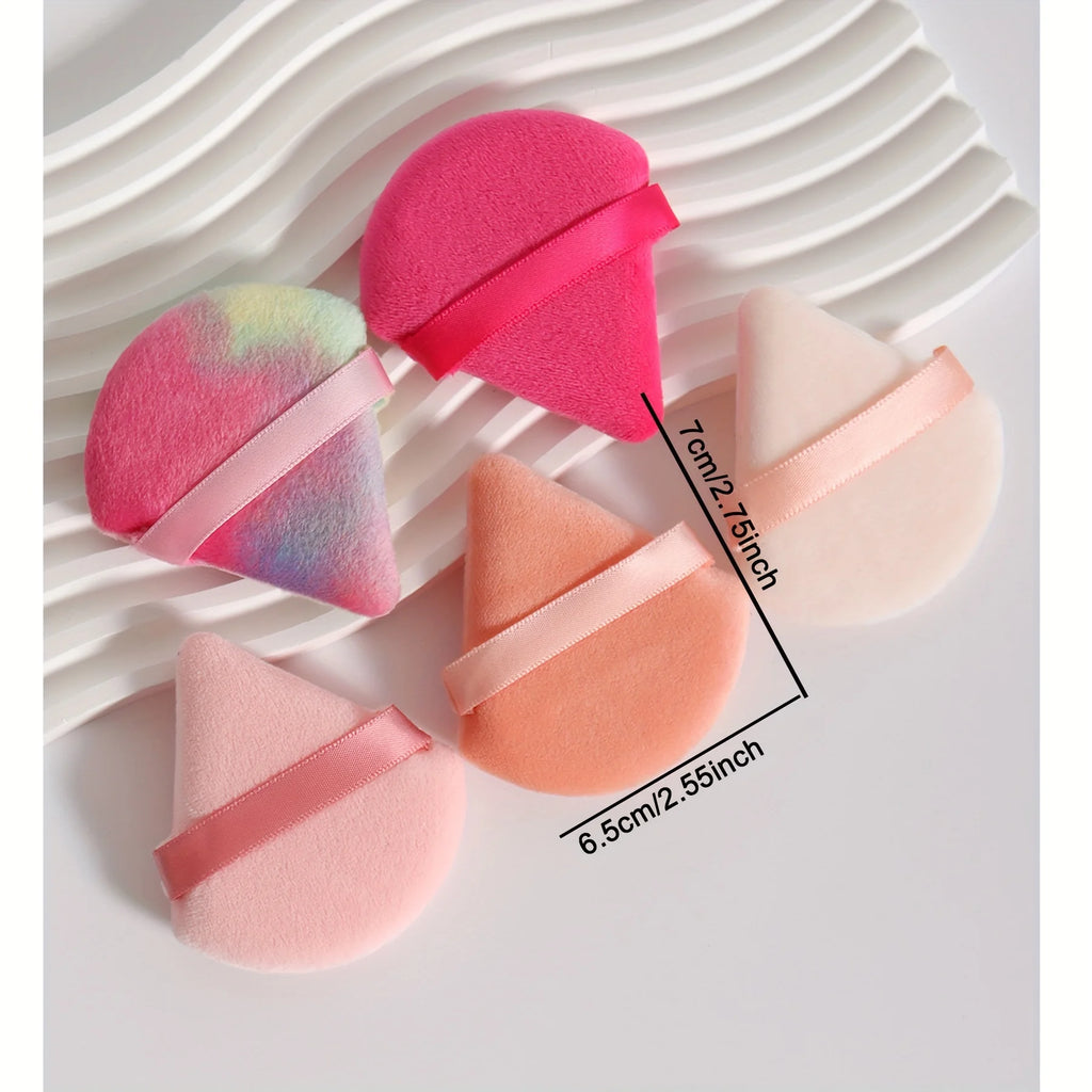 60Pcs Velour Powder Puff Set - Triangle Face/Body Blenders for Loose Powder & Foundation| Ultra Contour Sponges for Eyes/Corners