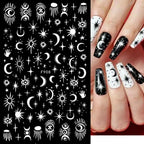 Adhesive stickers with European and American style cross snake black and white wave dot hot silver line letter nail stickers
