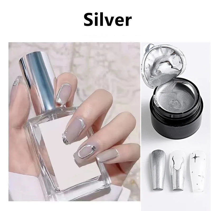 Metallic Painting Gel Chrome Gold Silver Rose Gold Mirror Effect Nail Polish Super Bright Drawing Line French Nail Art Varnish